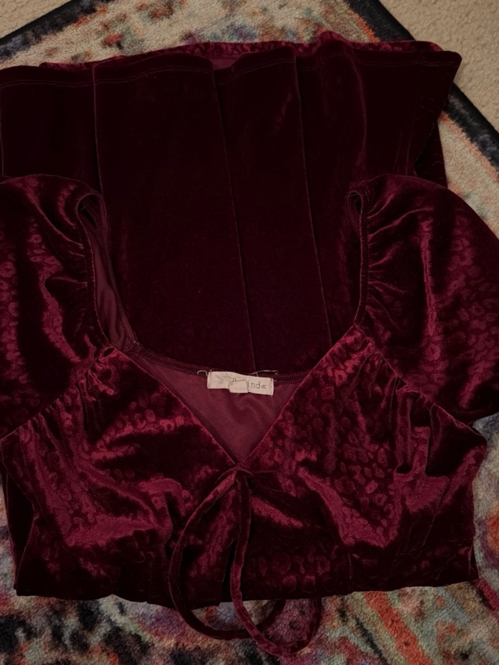 Velvet V-Neck Women's dress in Deep Burgundy